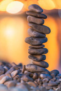Stack of pebbles on the beach at night in Mošćenička Draga, Kvarner Bay, Primorje-Gorski Kotar County, Croatia Stack of pebbles on the beach at night in Mošćenička Draga, Kvarner Bay, Primorje-Gorski Kotar County, Croatia